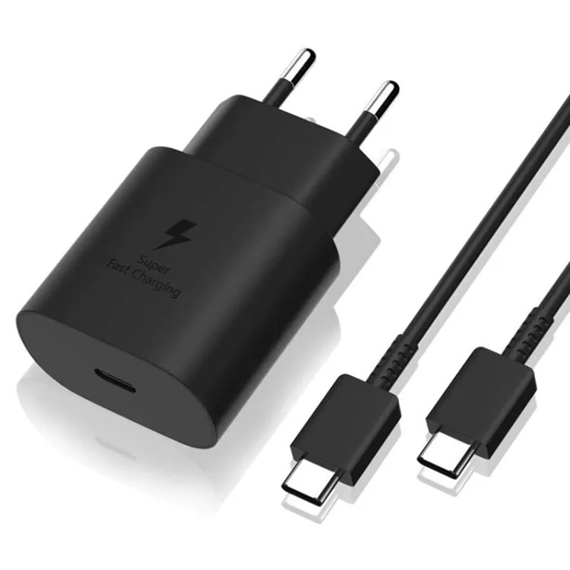 شارژر دیواری فست شارژ اورجینال Samsung EP-TA800NBE 3A PD 25W + کابل تبدیل تایپ سی