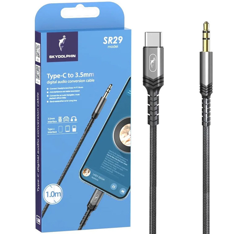 کابل تبدیل Sky Dolphin SR29 AUX To Type-C 1m