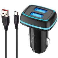 شارژر فندکی فست شارژ Sky Dolphin SZ18T 3.4A 15W + کابل تایپ سی