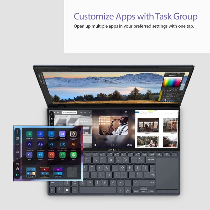 لپ تاپ Asus ZenBook Pro 14 Duo UX8402VU Core i7 (13700H) 16GB 1T SSD NVIDIA 6GB 14.5" 2.8K