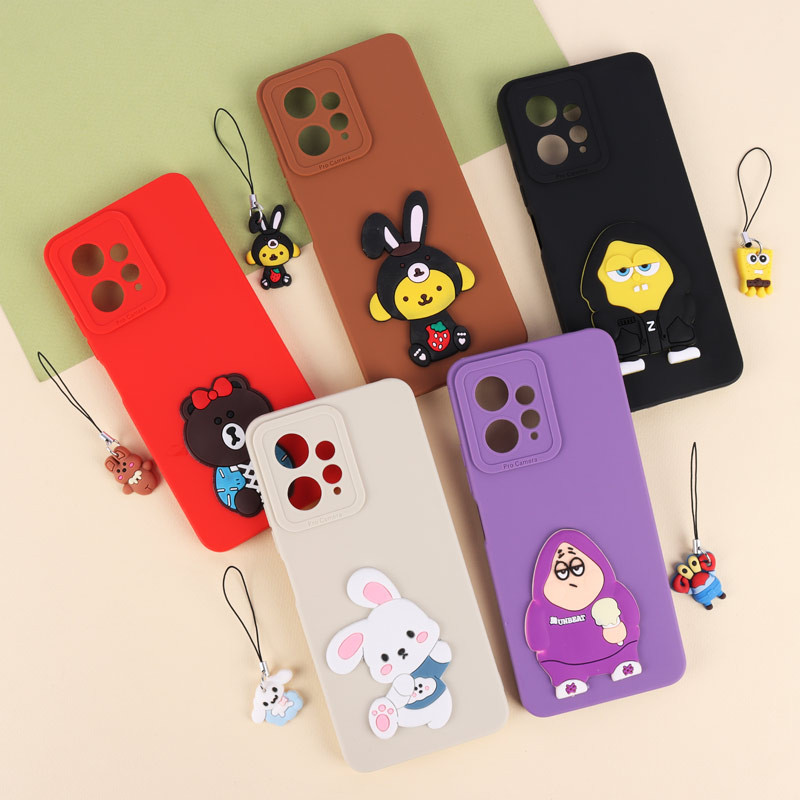 قاب عروسکی برجسته محافظ لنزدار Xiaomi Redmi Note 12 4G + آویز