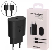 شارژر دیواری اورجینال 25 وات سامسونگ EP-TA800NBE PD 3A + کابل تبدیل تایپ سی
