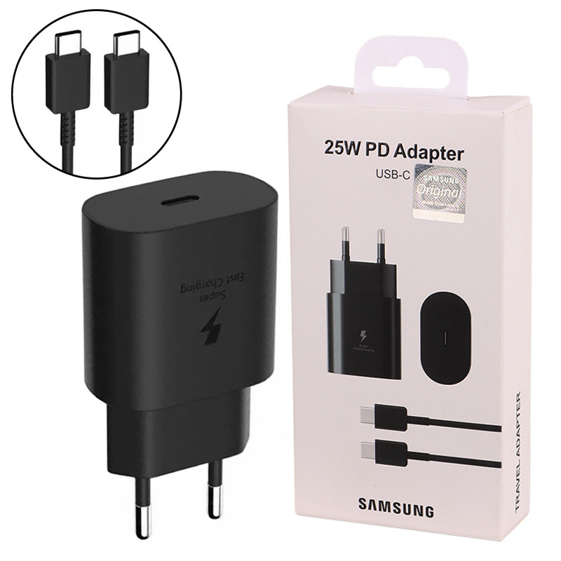 شارژر دیواری فست شارژ اورجینال Samsung EP-TA800NBE 3A PD 25W + کابل تبدیل تایپ سی