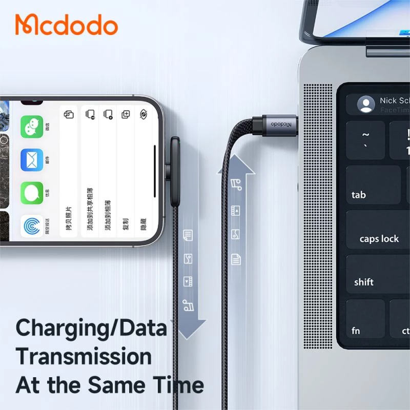 کابل تبدیل فست شارژ Mcdodo CA-3351 Type-C To Lightning 3A PD 36W 1.8m یکسر L