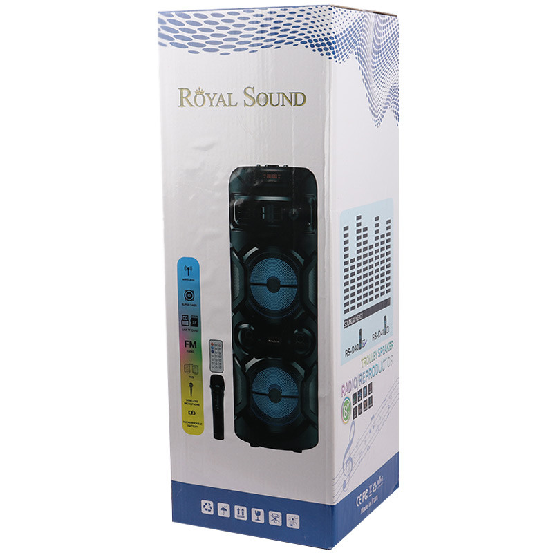 اسپیکر چمدانی بلوتوثی رم و فلش خور Royal sound RS-D40 + میکروفون و ریموت کنترل