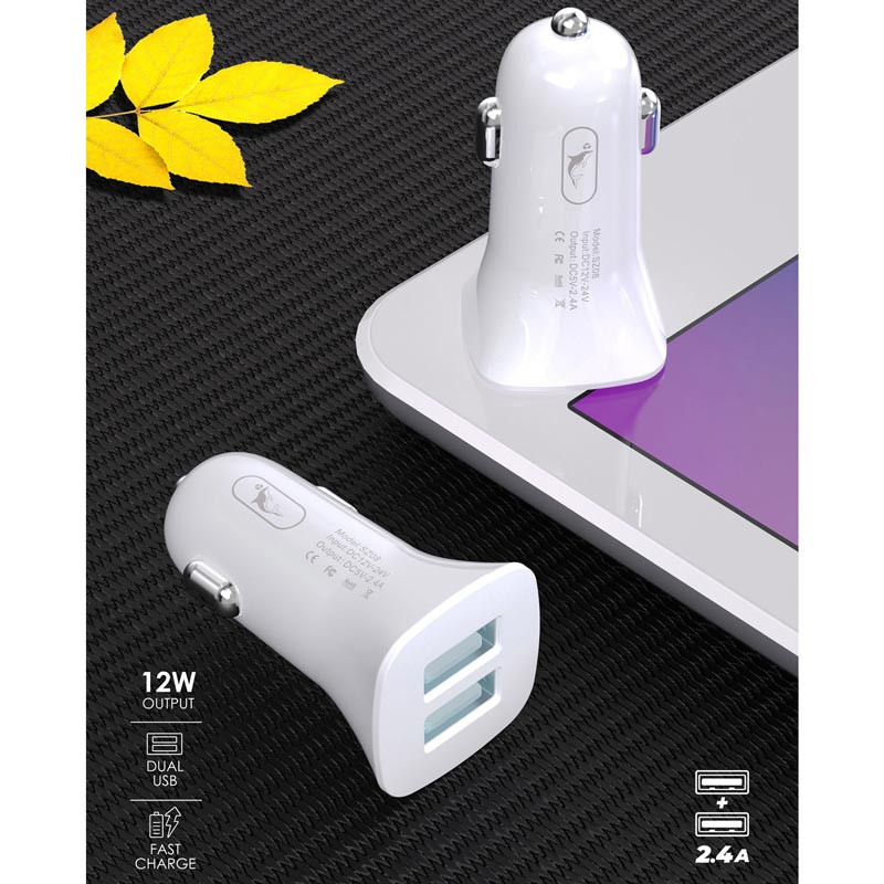 شارژر فندکی فست شارژ Sky Dolphin SZ08 2.4A 12W + کابل تایپ سی