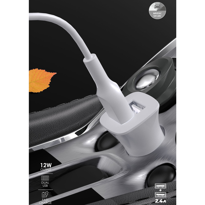 شارژر فندکی فست شارژ Sky Dolphin SZ08 2.4A 12W + کابل تایپ سی