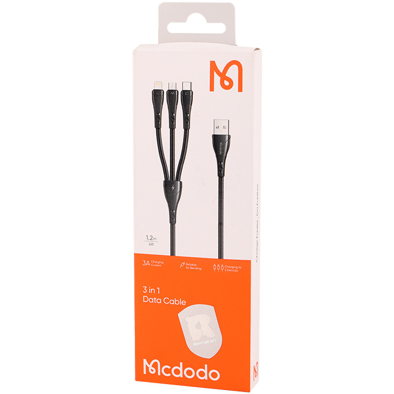 کابل ۳ سر فست شارژ Mcdodo CA-696 3A 1.2m