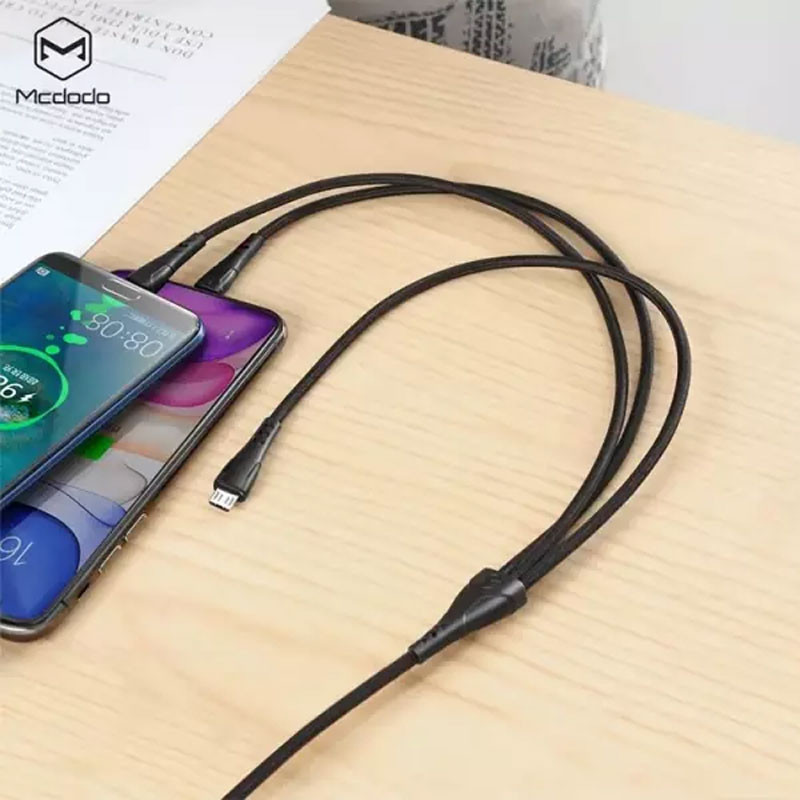 کابل ۳ سر فست شارژ Mcdodo CA-696 3A 1.2m