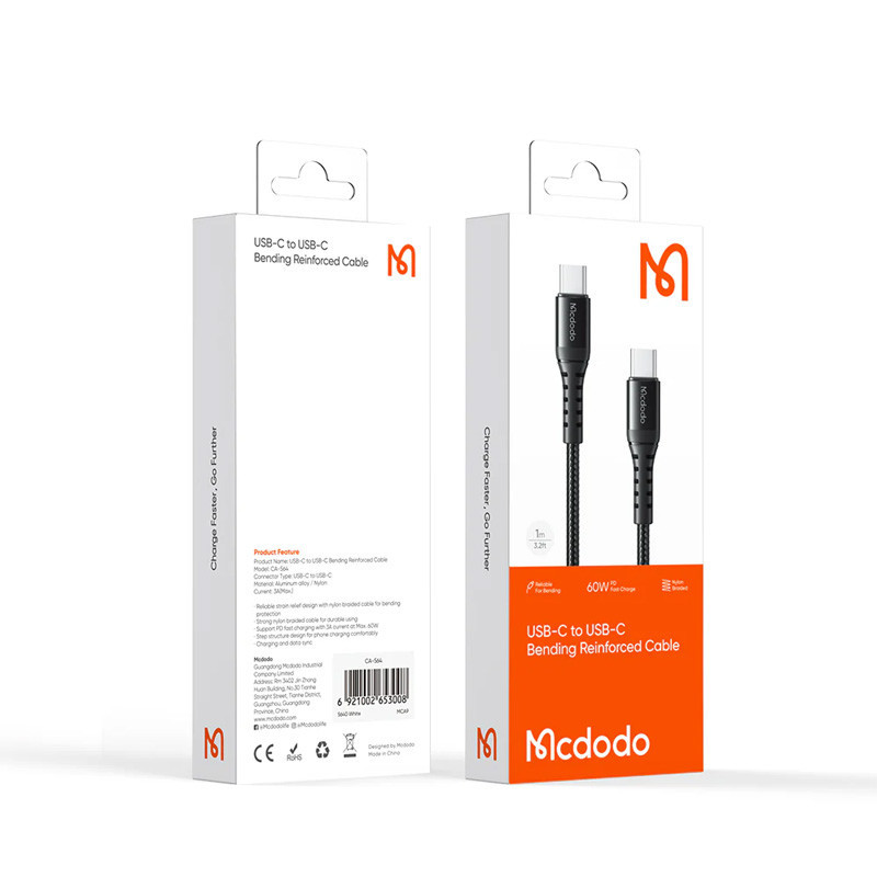 کابل تبدیل فست شارژ Mcdodo CA-564 Type-C to Type-C 3A PD 60W 1m