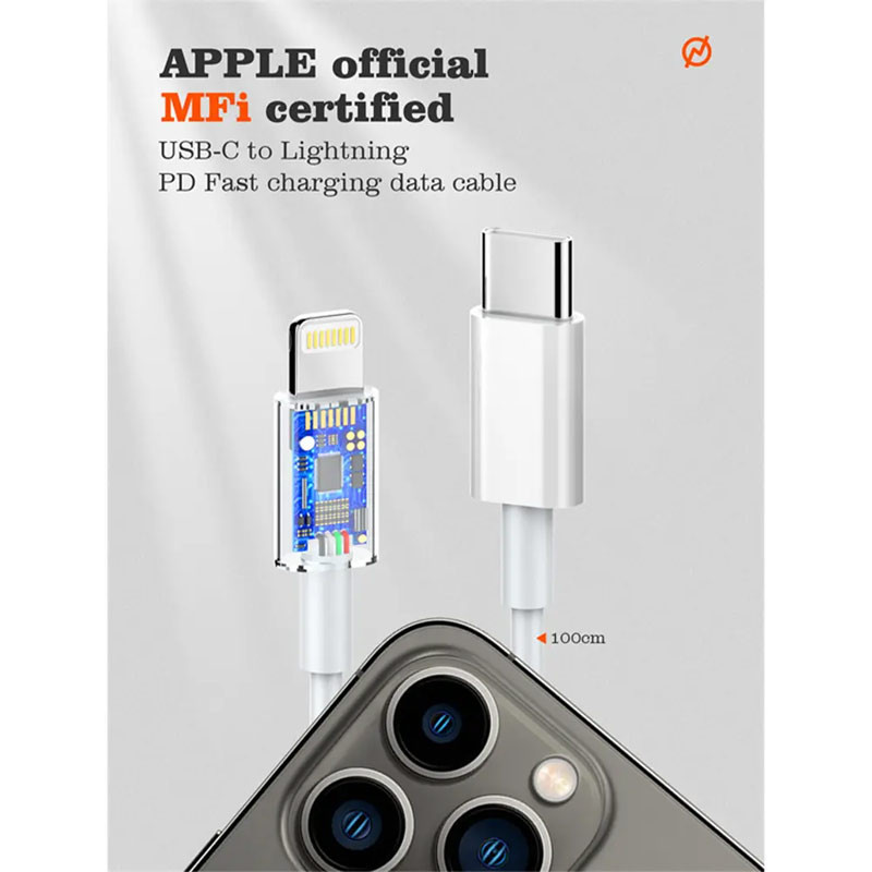 شارژر دیواری فست شارژ LDNIO A2318M 2Port 3A QC3 PD 20W + کابل آیفونی