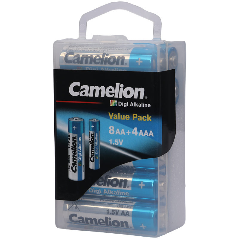 پک 8+4 باتری قلمی و نیم قلمی Camelion Digi alkaline 1.5V