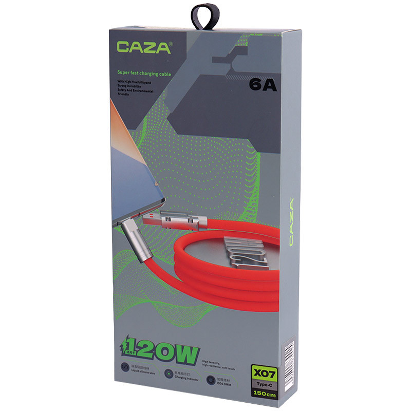 کابل تایپ سی فست شارژ Caza X07 6A 120W 1.5m
