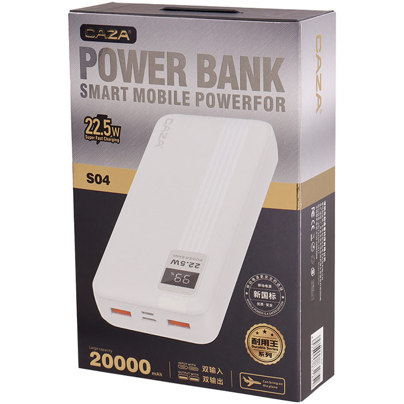 پاوربانک فست شارژ 20000 کی زا Caza S04 22.5W