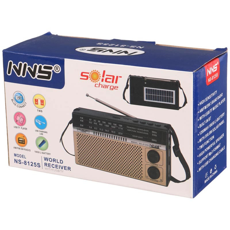 رادیو اسپیکر بلوتوثی رم و فلش خور خورشیدی NNS NS-8125S