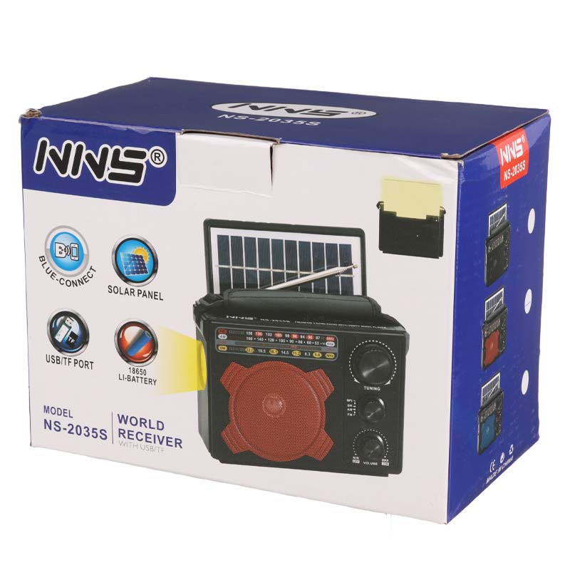 رادیو اسپیکر بلوتوثی رم و فلش خور خورشیدی NNS NS-2035S