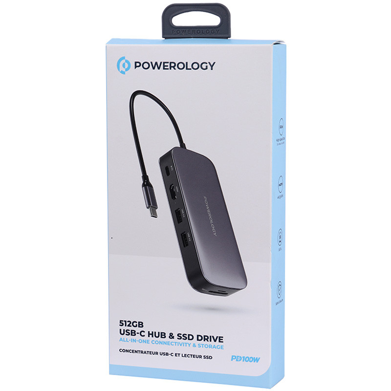 هاب 6 پورت و حافظه اس اس دی 512 گیگابایت Type-C پاورولوجی PWSDHB512