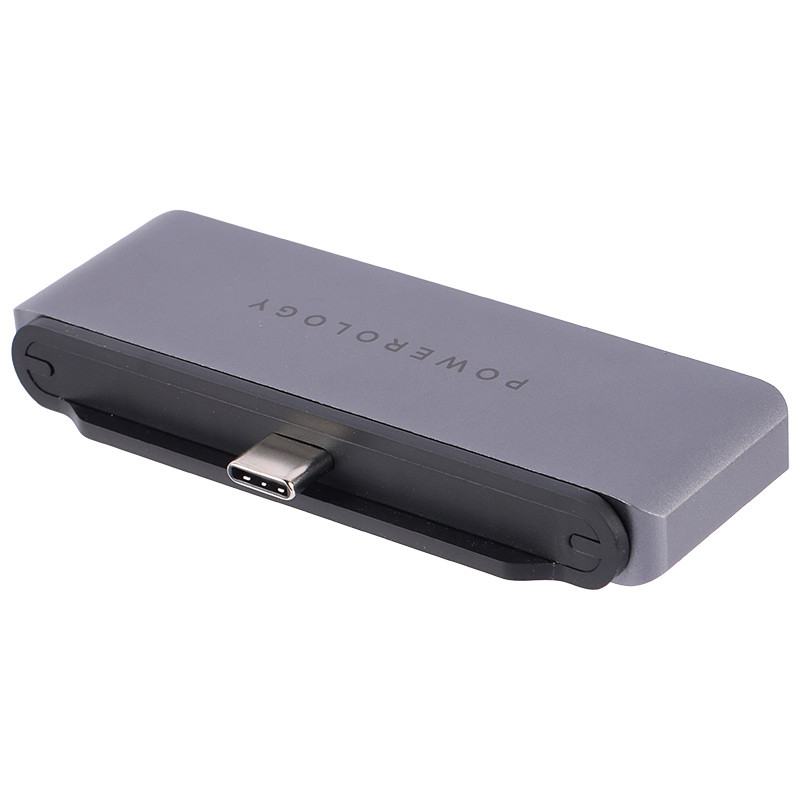 هاب Powerology P41PACHGY Type-C To USB2.0/HDMI/AUX/Type-C