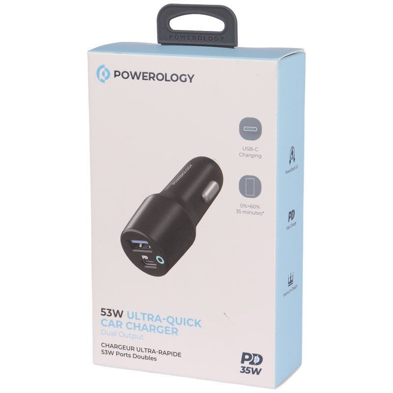 شارژر فندکی فست شارژ Powerology PCCSR005 QC3.0 PD 3A 35W