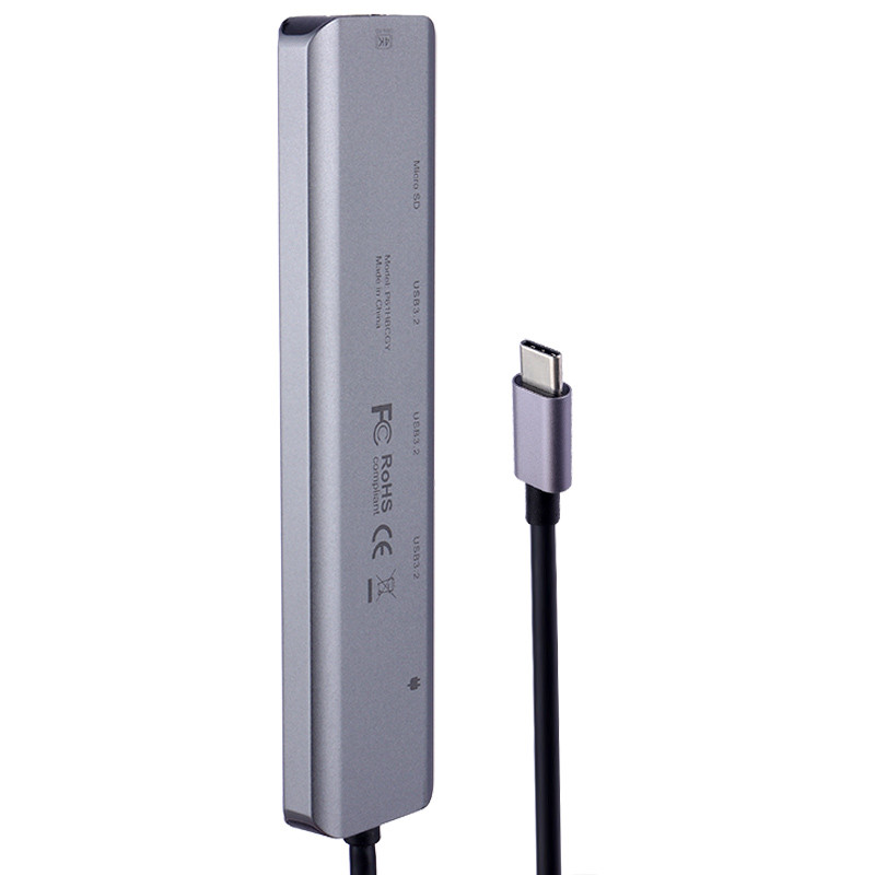 هاب Powerology P61HBCGY Type-C To USB3.2/HDMI/Micro SD/Type-C PD 100W 6Port