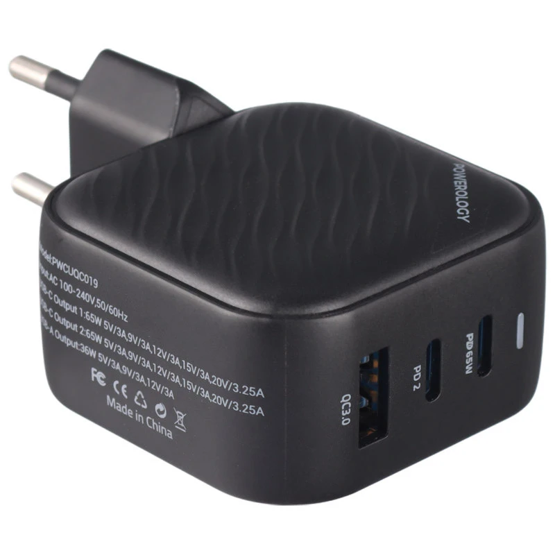 کلگی فست شارژ Powerology PWCUQC019 3Port QC3.0 PD 3A 65W