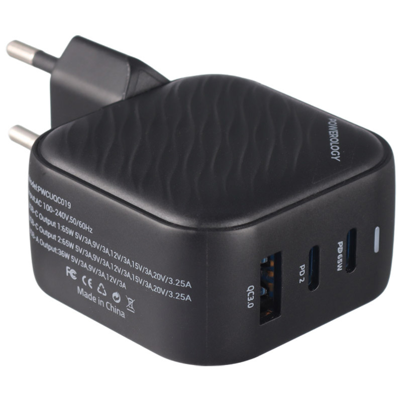 کلگی فست شارژ Powerology PWCUQC019 3Port QC3.0 PD 3A 65W