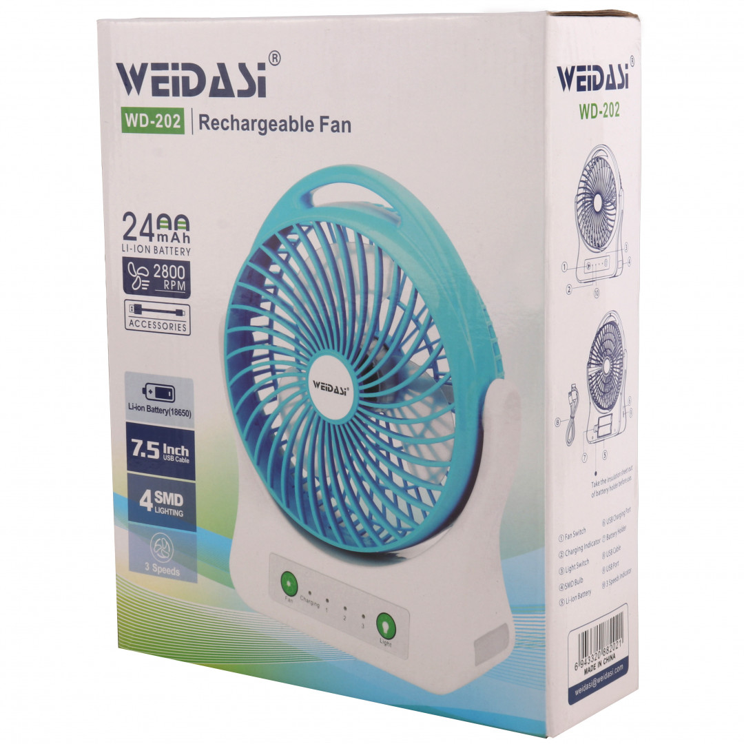 پنکه رومیزی شارژی ویداسی WD-202