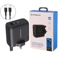 شارژر دیواری 45 وات پاورولوجی PWCUQC004-C QC3.0 PD 3A + کابل تبدیل تایپ سی