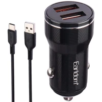 شارژر فندکی فست شارژ Earldom ES-CC19C 2.4A 12W + کابل تایپ سی