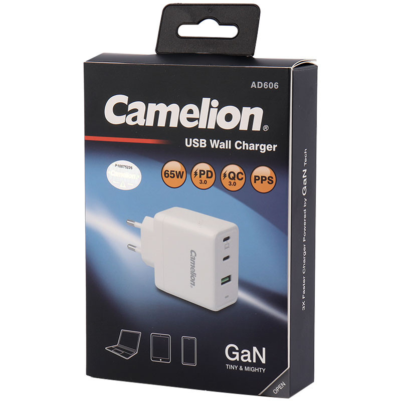 کلگی فست شارژ Camelion AD606 GaN 3Port 5A QC3.0 PD3.0 65W
