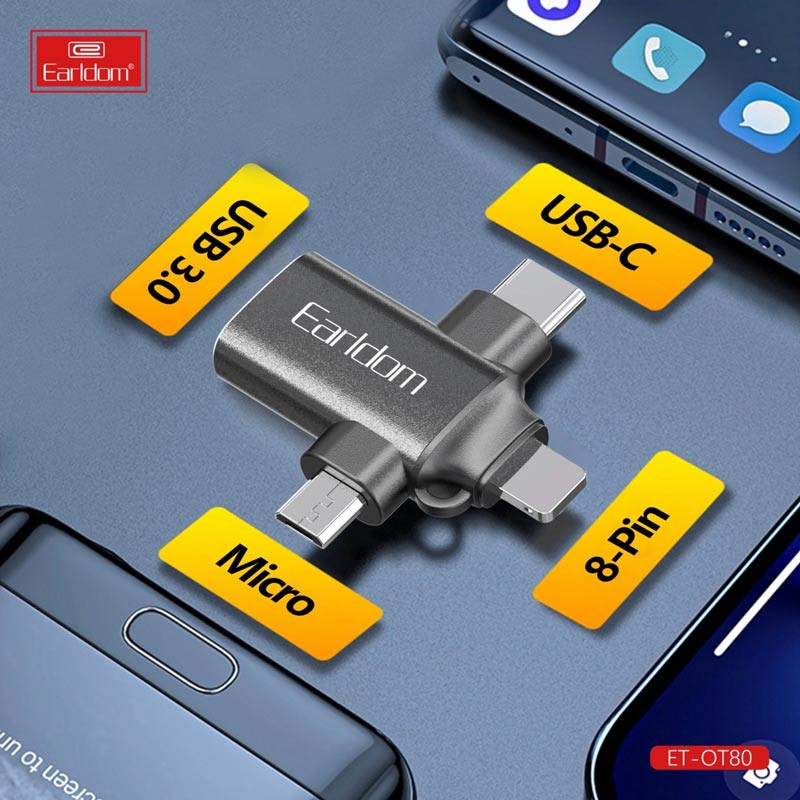 تبدیل Earldom ET-OT80 OTG USB3.0 To MicroUSB / Lightning / Type-C