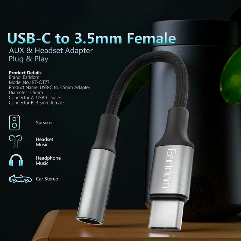 تبدیل Earldom ET-OT77 Type-C To Aux 12cm