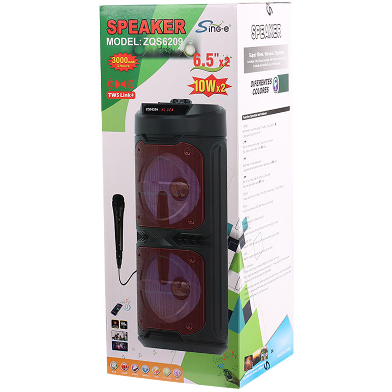 اسپیکر بلوتوثی رم و فلش خور Sing-E ZQS6209 + میکروفون و ریموت کنترل