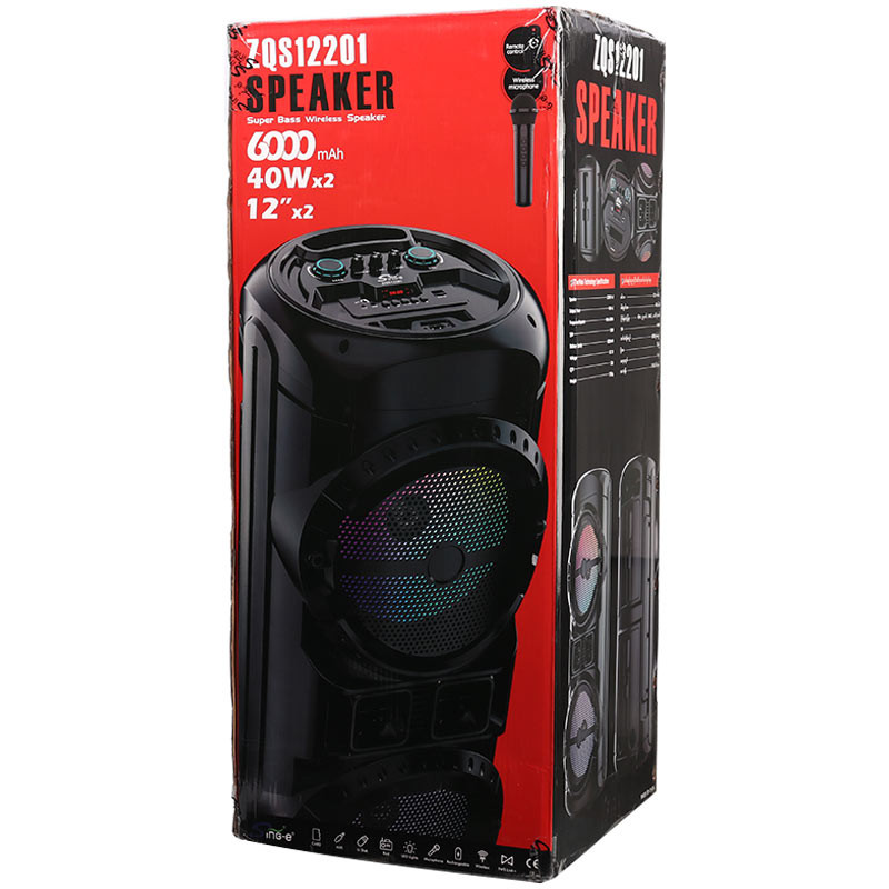 اسپیکر چمدانی بلوتوثی رم و فلش خور Sing-E ZQS12201 + میکروفون و ریموت کنترل