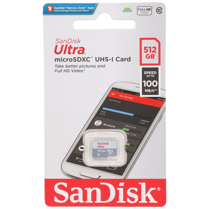 رم میکرو 512 گیگ سن دیسک SanDisk Ultra C10 100MB/s