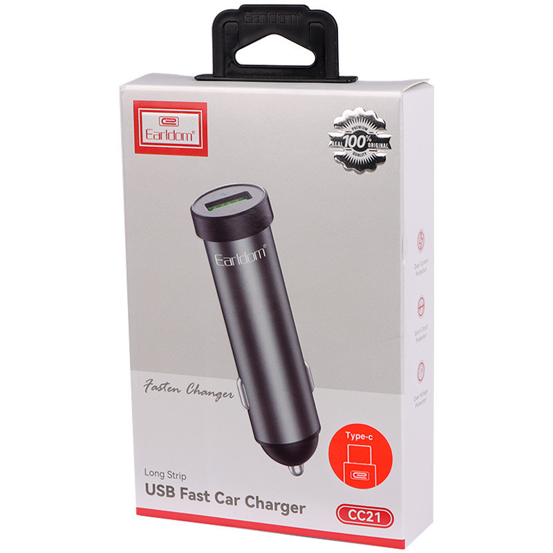 شارژر فندکی فست شارژ Earldom ES-CC21 2.4A 12W + کابل تایپ سی