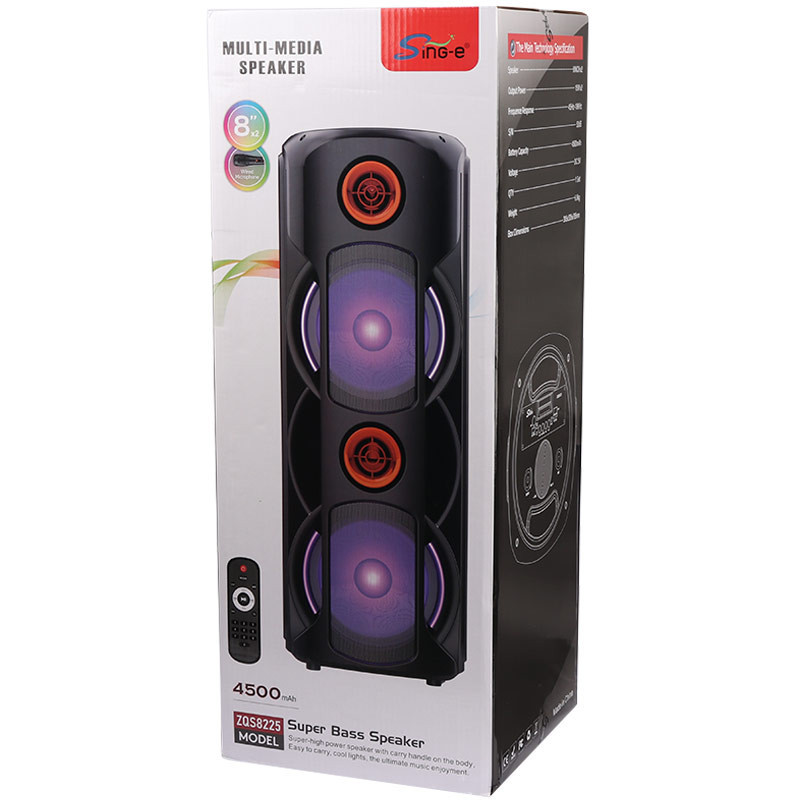 اسپیکر چمدانی بلوتوثی رم و فلش خور Sing-E ZQS8225 + میکروفون و ریموت کنترل