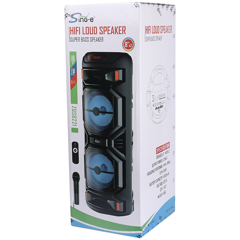 اسپیکر چمدانی بلوتوثی رم و فلش خور Sing-E ZQS8221 + میکروفون و ریموت کنترل