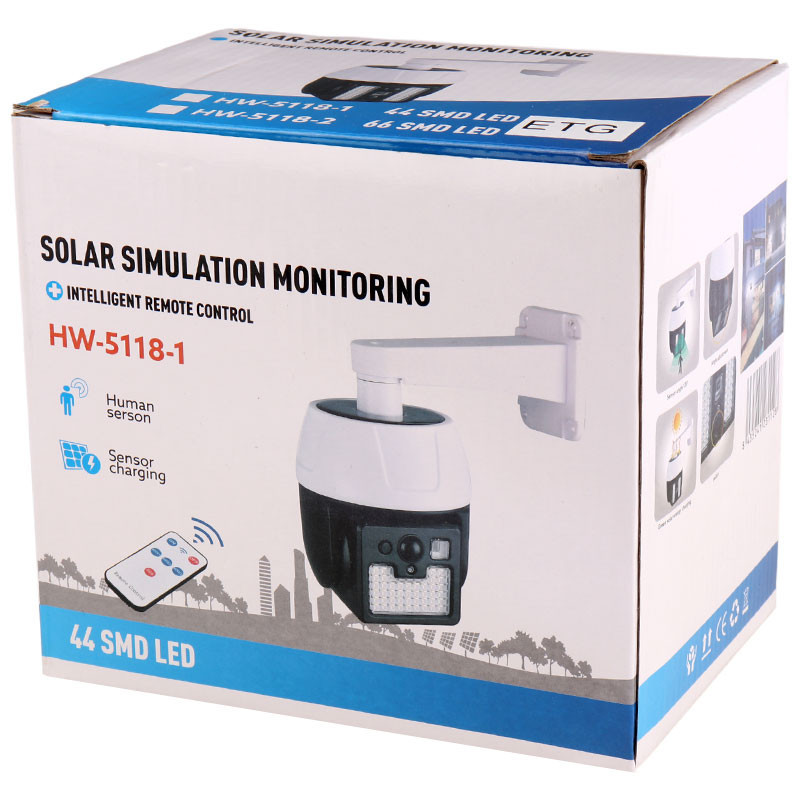 چراغ دیواری&nbsp;سنسوردار خورشیدی HW-5118-1 + ریموت کنترل