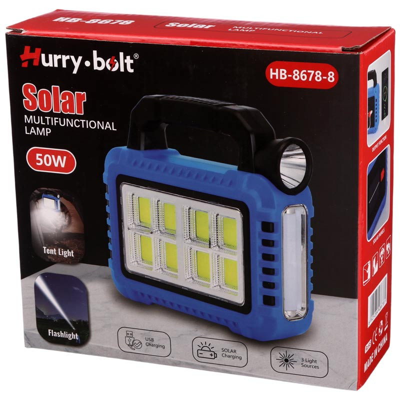چراغ قوه شارژی خورشیدی Hurry Bolt HB-8678