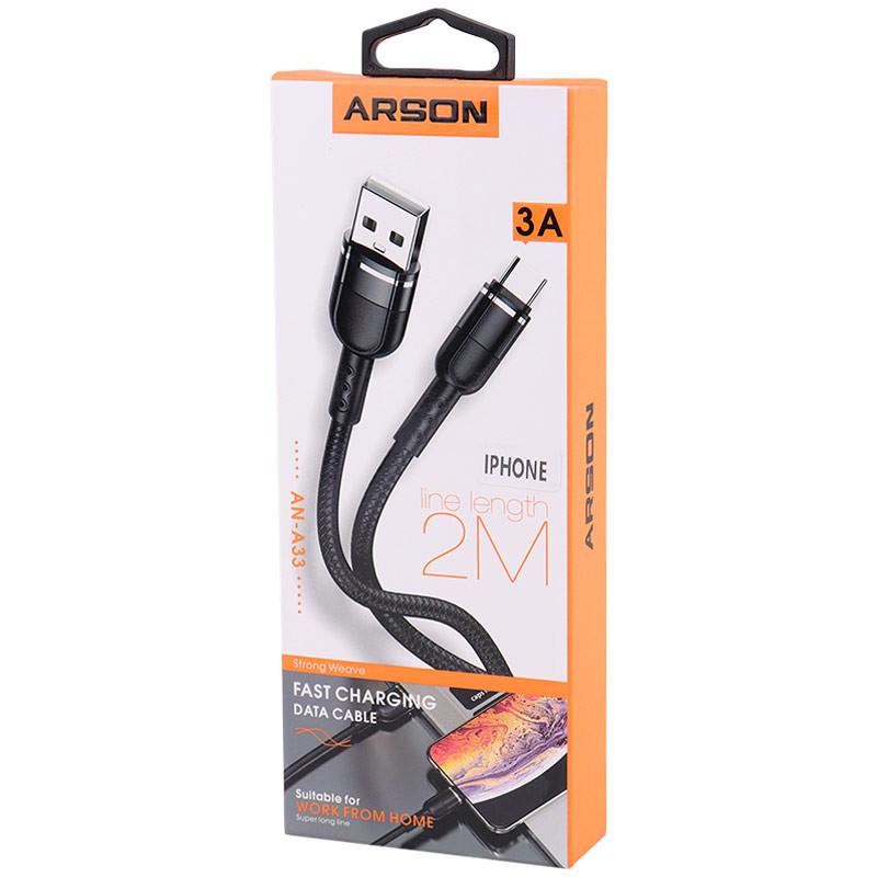 کابل آیفونی فست شارژ Arson AN-A33 3A 2m