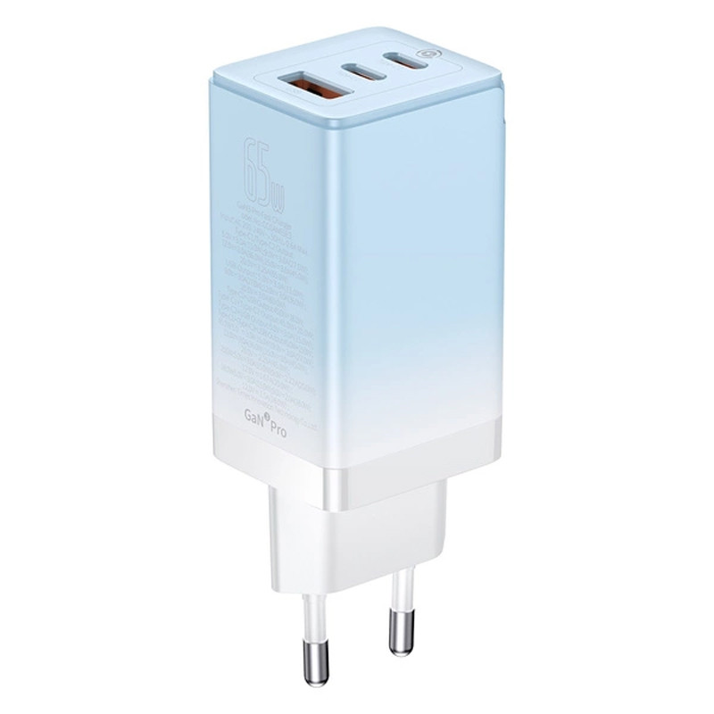 شارژر دیواری فست شارژ Baseus CCGP050101 3Port GaN3 Pro 3.25A 65W + کابل تبدیل تایپ سی