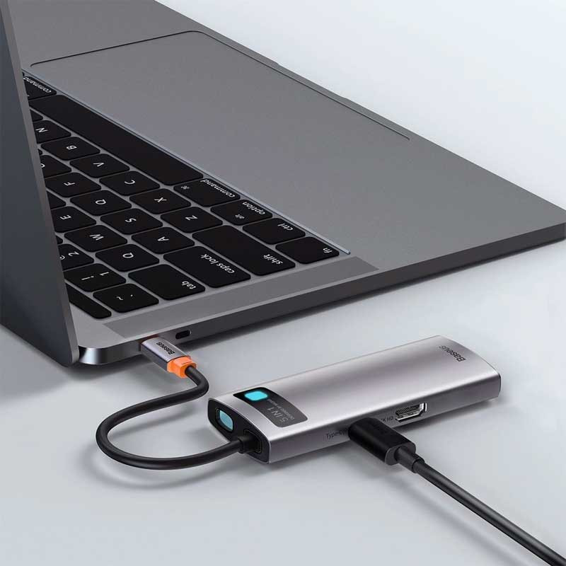 هاب 5 پورت Type-C باسئوس Metal Gleam Series CAHUB-CX0G