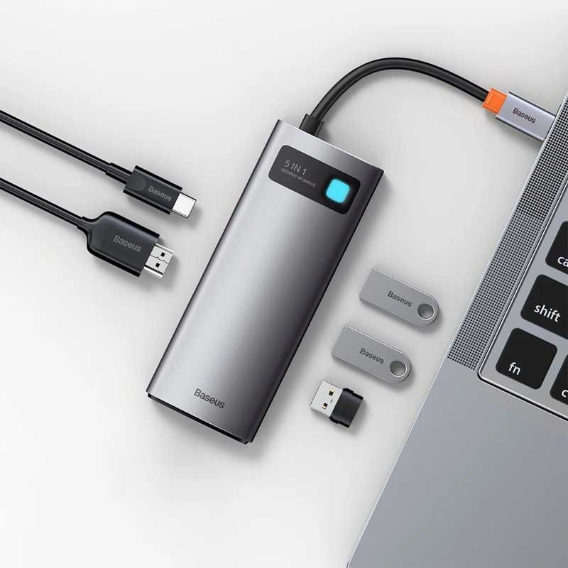 هاب 5 پورت Type-C باسئوس Metal Gleam Series CAHUB-CX0G