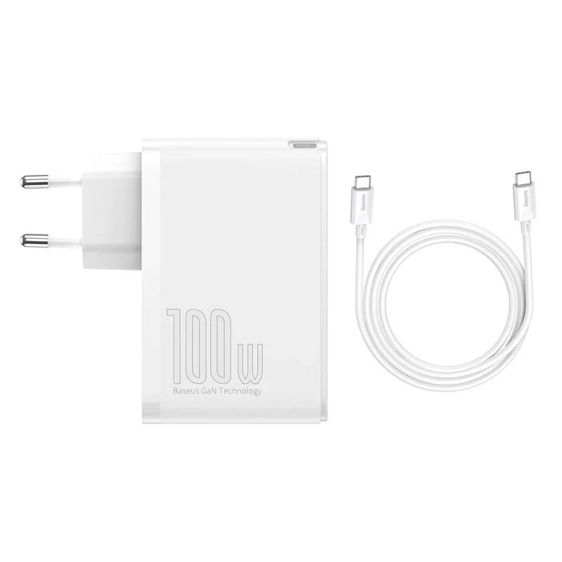 شارژر دیواری فست شارژ Baseus Gan2 Pro CCGAN2P-L0 4Port 5A QC3.0 PD 100W + کابل تبدیل تایپ سی