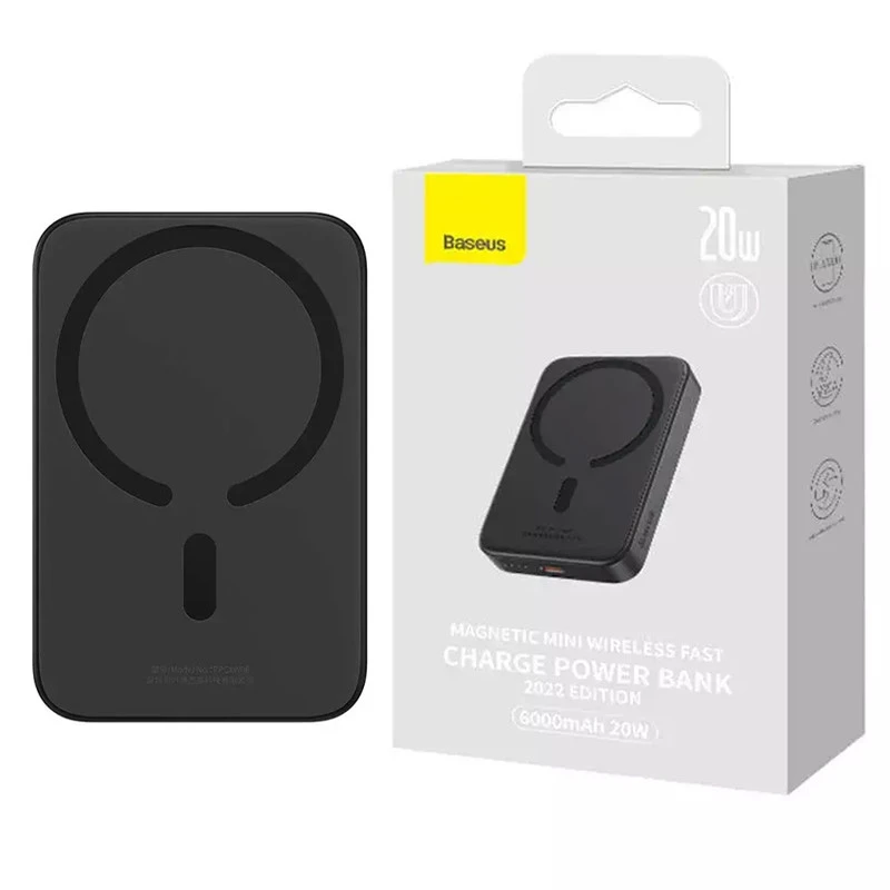 پاور بانک بی سیم فست شارژ باسئوس Magnetic Mini PPCX13000 PD 20W ظرفیت 6000 میلی آمپر ساعت
