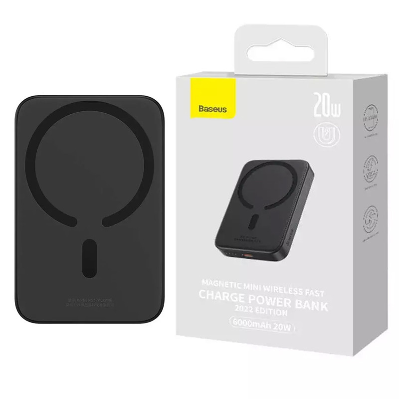 پاور بانک بی سیم فست شارژ باسئوس Magnetic Mini PPCX13000 PD 20W ظرفیت 6000 میلی آمپر ساعت