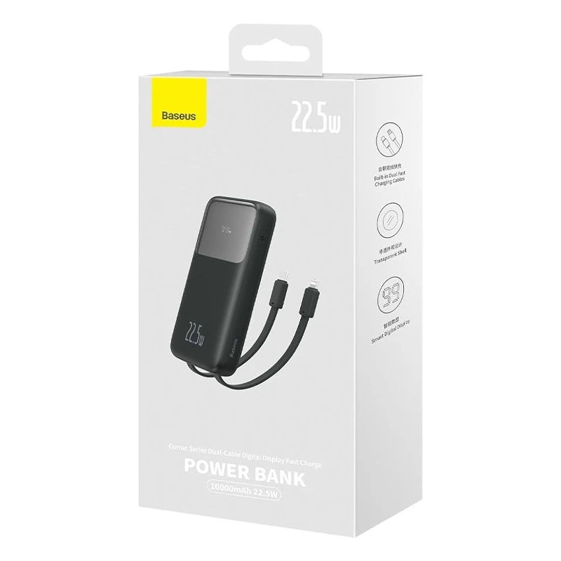 پاور بانک فست شارژ باسئوس Comet Series PPMD02000 QC PD 22.5W ظرفیت 10000 میلی آمپر ساعت