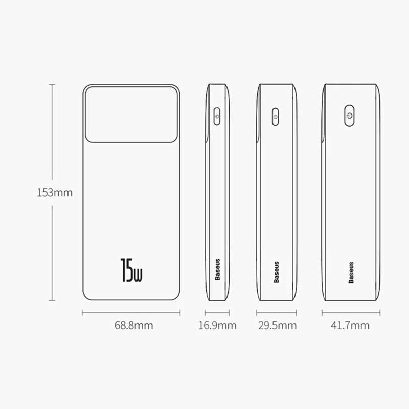 پاور بانک فست شارژ 20000 باسئوس Baseus Bipow PPBD05010 PD 15W
