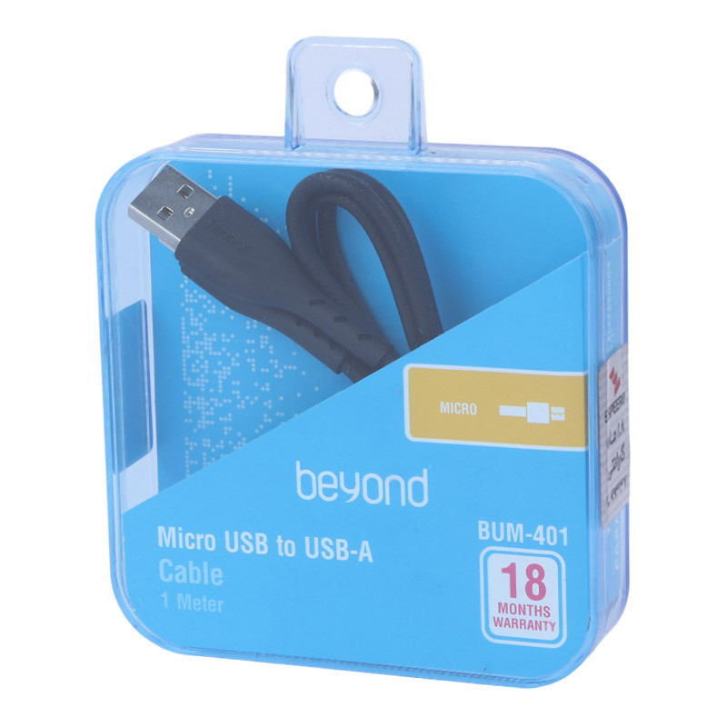 کابل میکرو یو اس بی فست شارژ Beyond BUM-401 2.1A 1m روکش طرح چرم